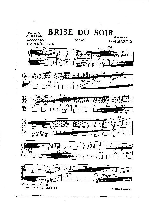 télécharger la partition d'accordéon Brise du soir (Orchestration) (Tango Typique) au format PDF