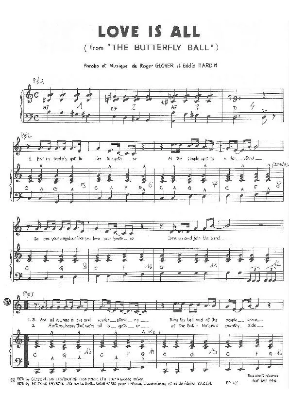 télécharger la partition d'accordéon Love is All (From: The Butterfly Ball) au format PDF