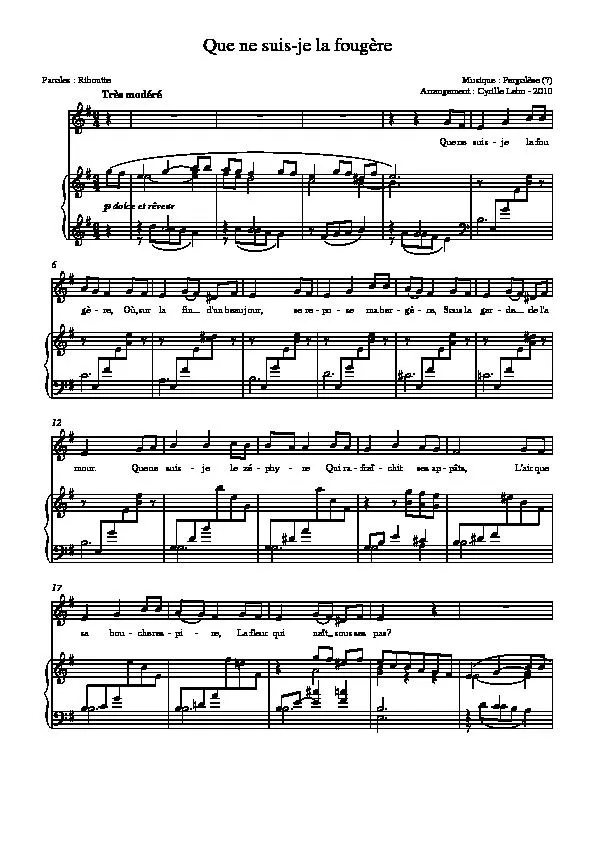 télécharger la partition d'accordéon Que ne suis-je la fougère (Indicatif série TV Bonne nuit les petits) (Arrangement : Cyrille Lehn) au format PDF