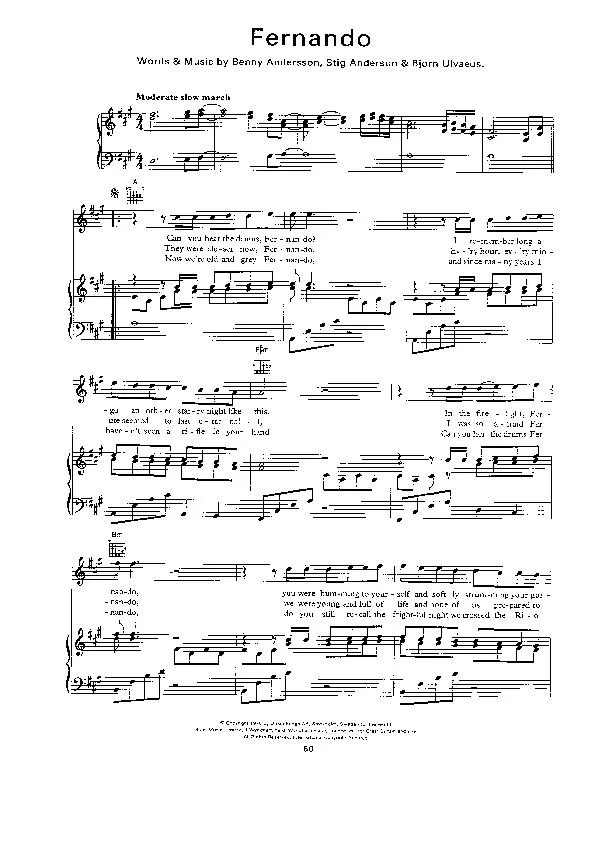 télécharger la partition d'accordéon Fernando (Chant : Abba) au format PDF