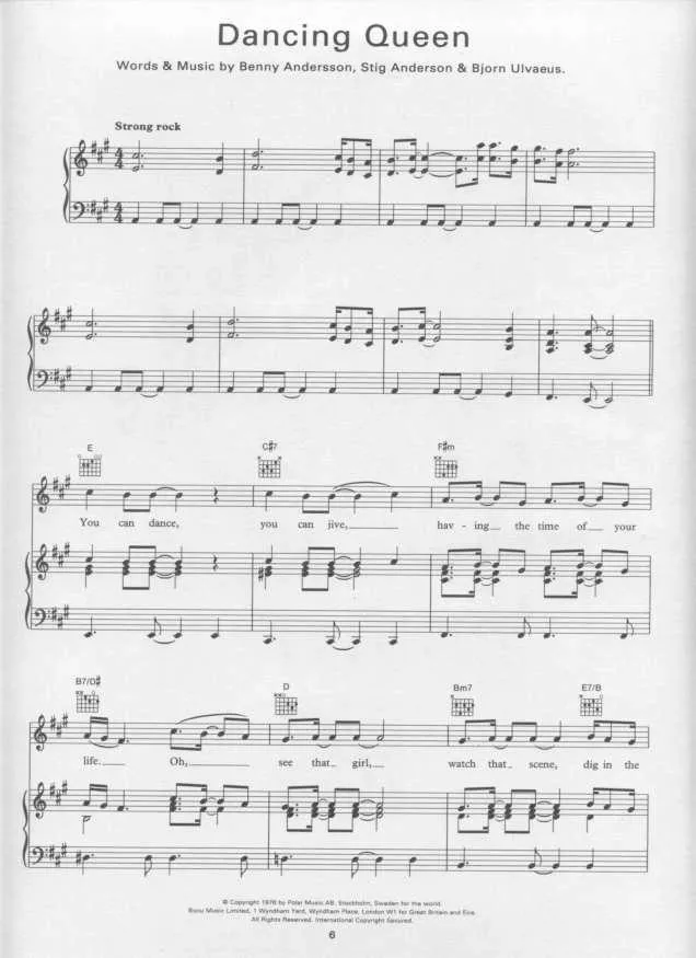 télécharger la partition d'accordéon Dancing Queen (Chant : Abba) au format PDF
