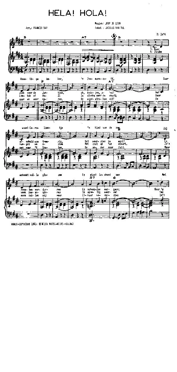 télécharger la partition d'accordéon Hela Hola (Arrangement : Francis Bay) (Waltz) au format PDF