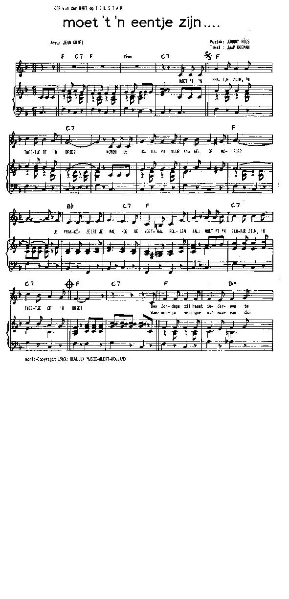 télécharger la partition d'accordéon Moet 't 'n eentje zijn (Arrangement : Jean Kraft) (Interprète : Cor van der Hart) au format PDF