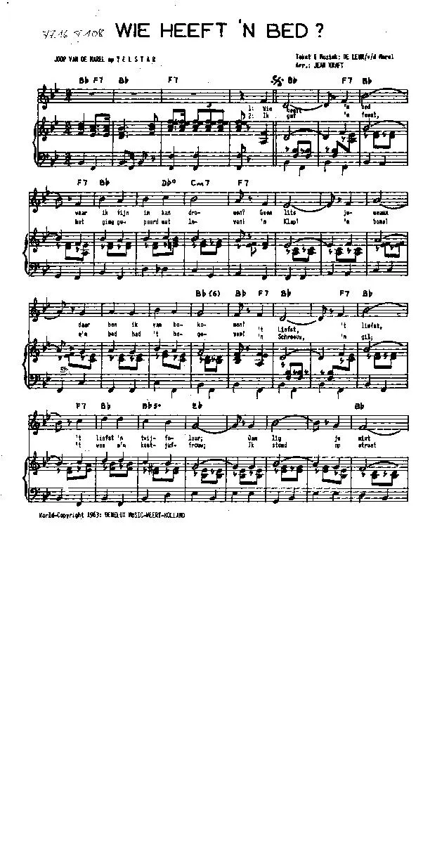 télécharger la partition d'accordéon Wie heeft 'n bed (Arrangement : Jean Kraft) au format PDF