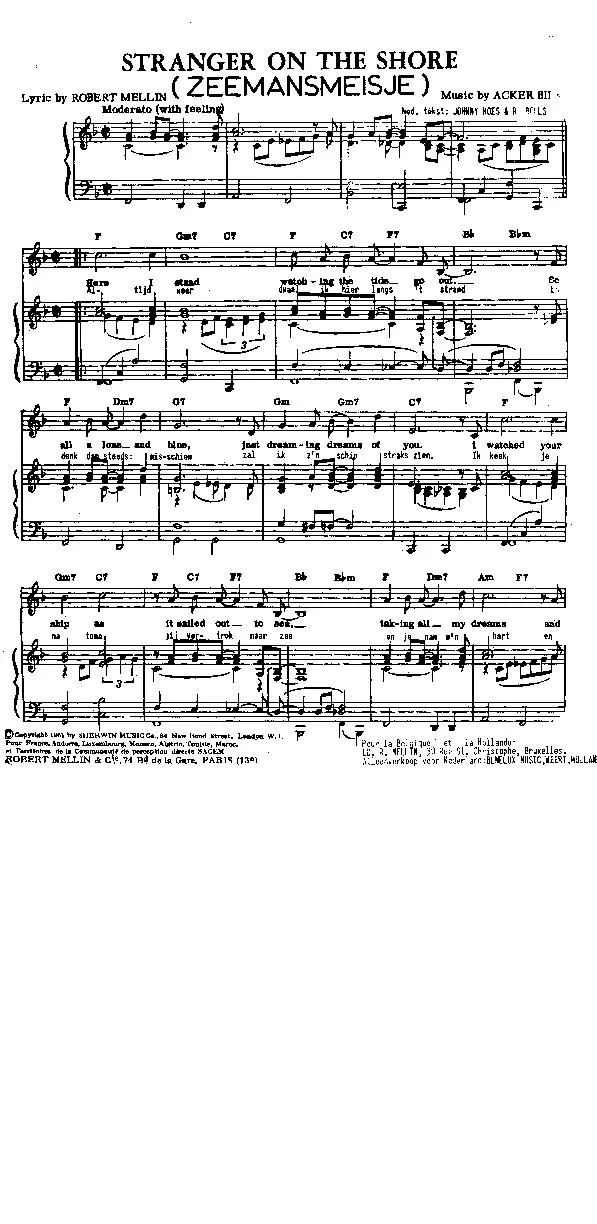 télécharger la partition d'accordéon Stranger on the shore (Zeemansmeisje) (Slow fox) au format PDF