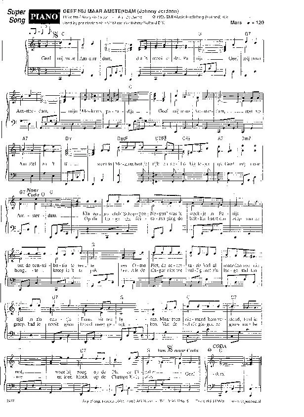 télécharger la partition d'accordéon Geef mij maar Amsterdam (Interprète : Johnny Jordaan) (Arrangement : Jo Janse) (Marche) au format PDF