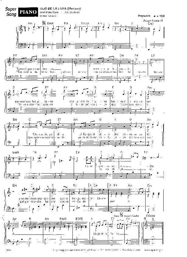 télécharger la partition d'accordéon Hijo de la Luna (Interprète : Mecano) (Arrangement : Jo Janse) (valse) au format PDF