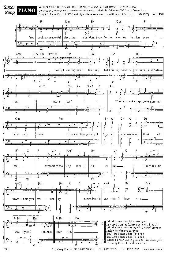 télécharger la partition d'accordéon When you think of me (Interprète : Boris) (Arrangement : Jo Janse) (Country) au format PDF