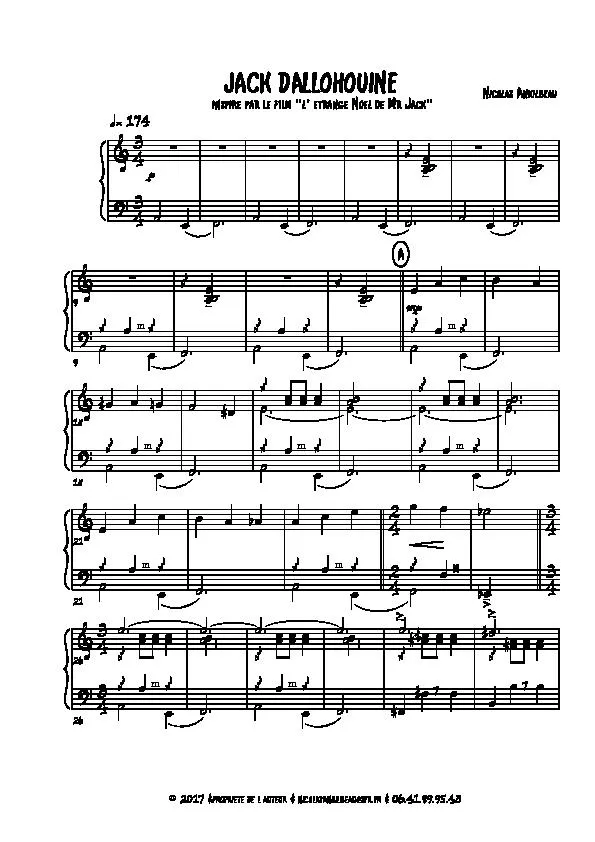 télécharger la partition d'accordéon Jack Dallohouine (Inspiré par le film : L'étrange Noël de Monsieur Jack) au format PDF