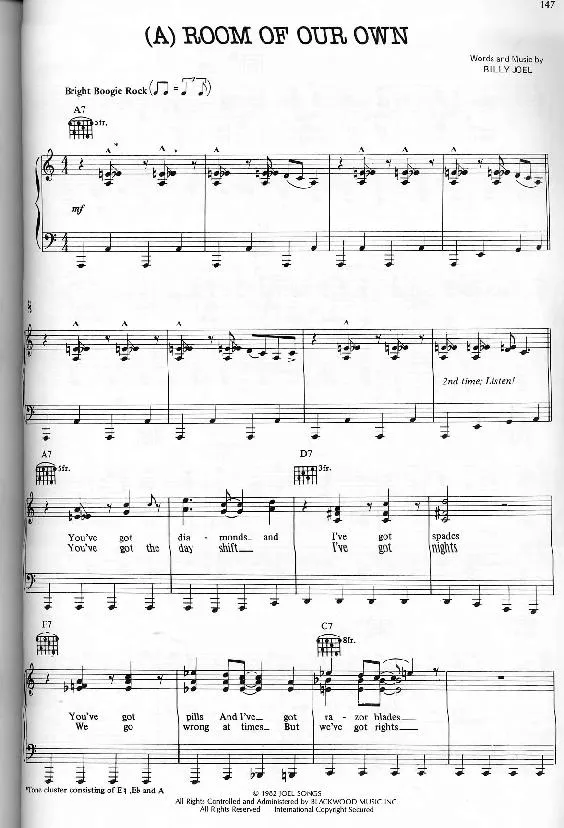 télécharger la partition d'accordéon A room of our own (Boogie Rock) au format PDF