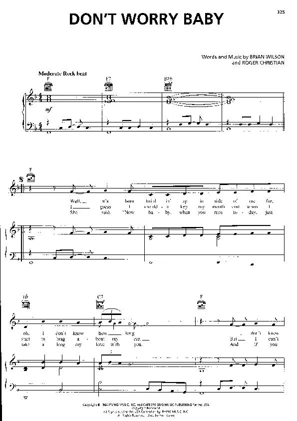 télécharger la partition d'accordéon Don't worry baby (Interprète : Billy Joel) (Medium Rock) au format PDF