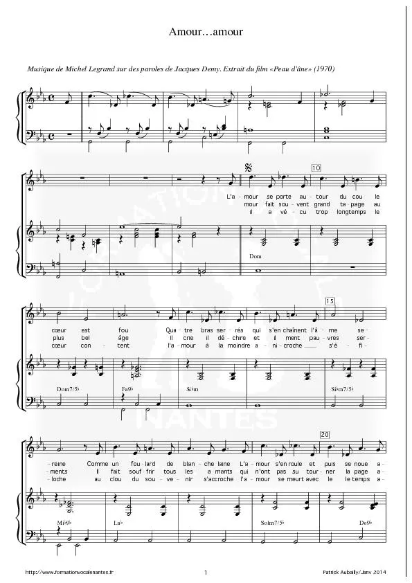 télécharger la partition d'accordéon Amour Amour (Extrait du Film : Peau d'Âne) au format PDF