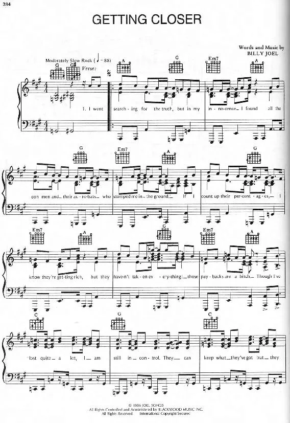 télécharger la partition d'accordéon Getting closer (Slow Rock) au format PDF