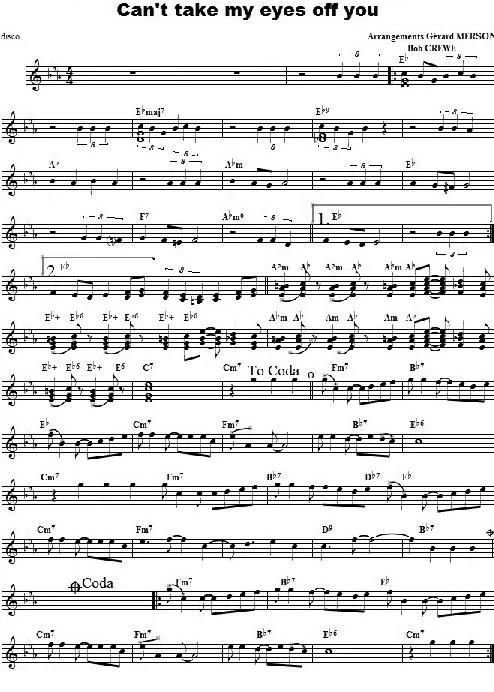 télécharger la partition d'accordéon Can't take my eyes off you (Arrangement : Gérard Merson) au format PDF