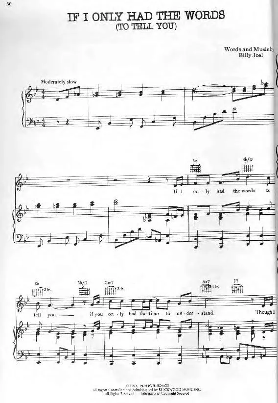 télécharger la partition d'accordéon If I only had the words (To tell you) (Ballade) au format PDF