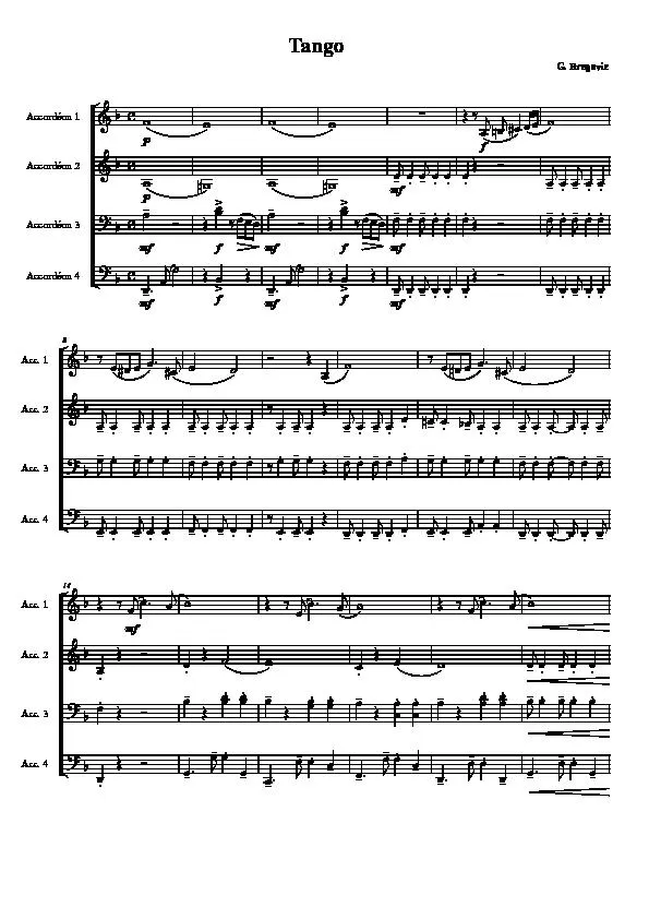 télécharger la partition d'accordéon Tango (Quatuor d'Accordéons) au format PDF