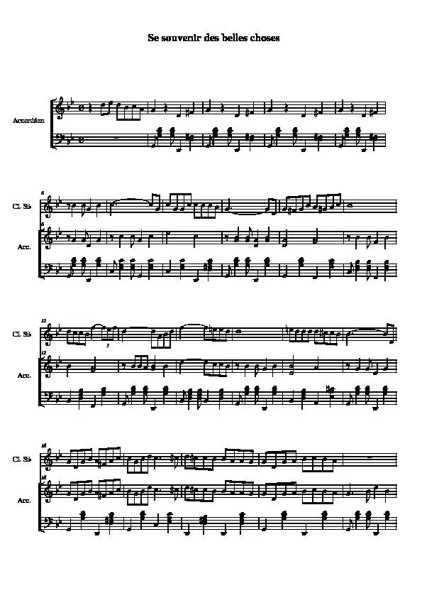 télécharger la partition d'accordéon A gleyzele Vayn (Bande Originale de : Se souvenir des belles choses) au format PDF