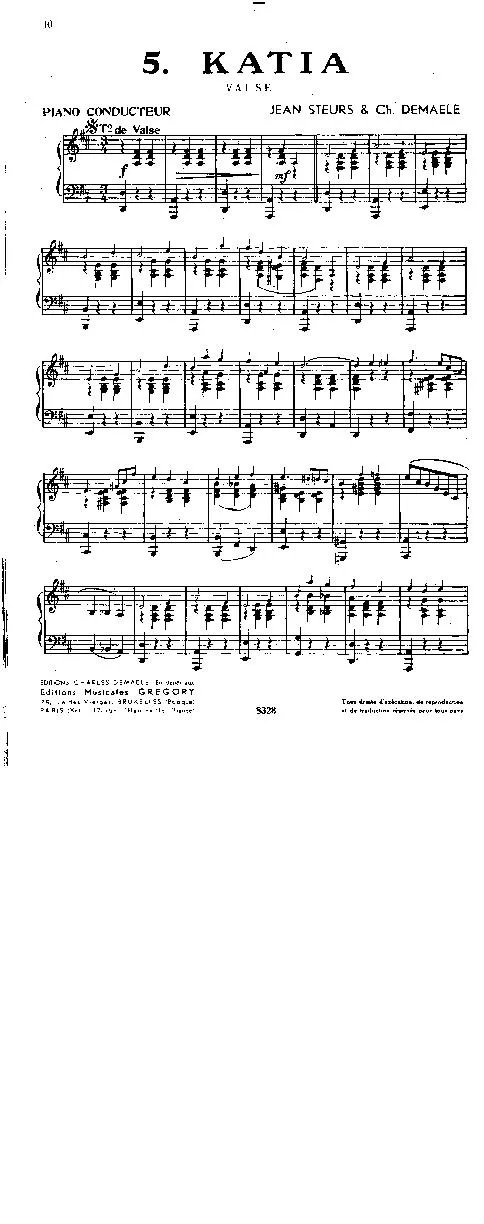télécharger la partition d'accordéon Katia (Valse) (Partie : Piano) au format PDF