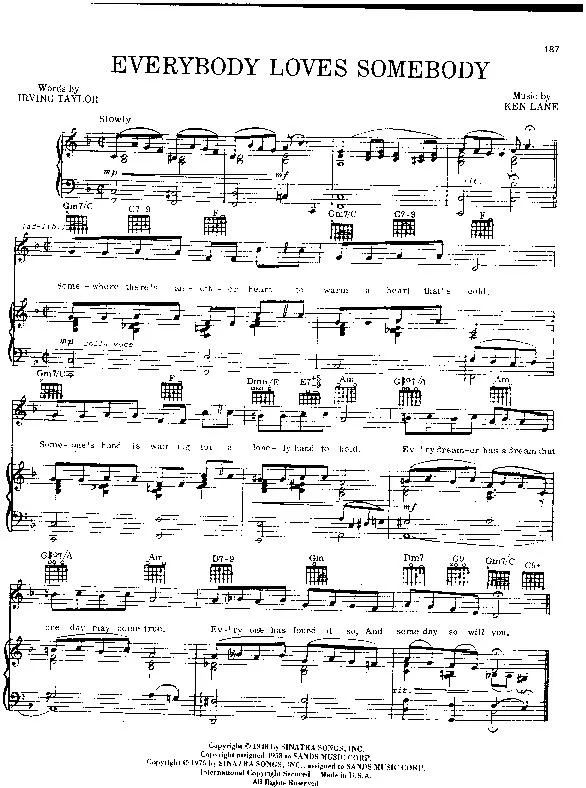 télécharger la partition d'accordéon Everybody Loves Somebody (Slow) au format PDF