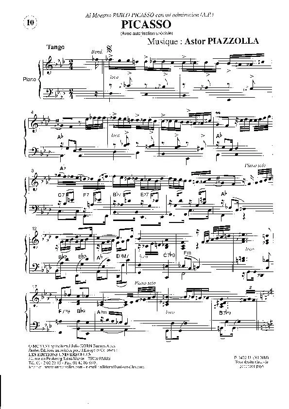 télécharger la partition d'accordéon Picasso (Tango) au format PDF