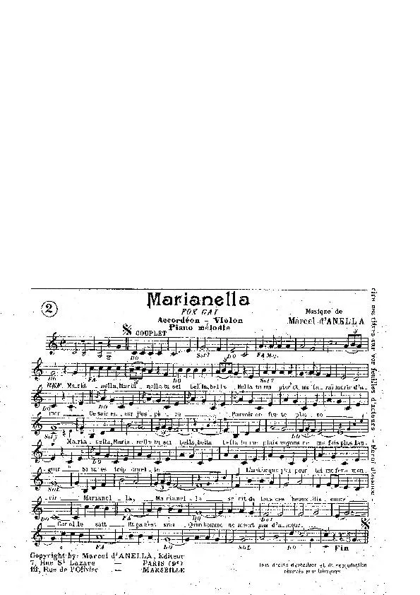 télécharger la partition d'accordéon Marianella (Fox Gai) au format PDF