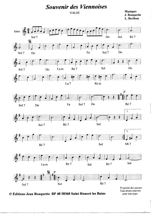 télécharger la partition d'accordéon Souvenirs des Viennoises (Valse) au format PDF