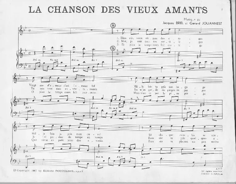 télécharger la partition d'accordéon La chanson des vieux amants au format PDF