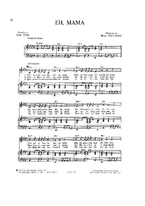 télécharger la partition d'accordéon Eh Mama (Calypso) au format PDF