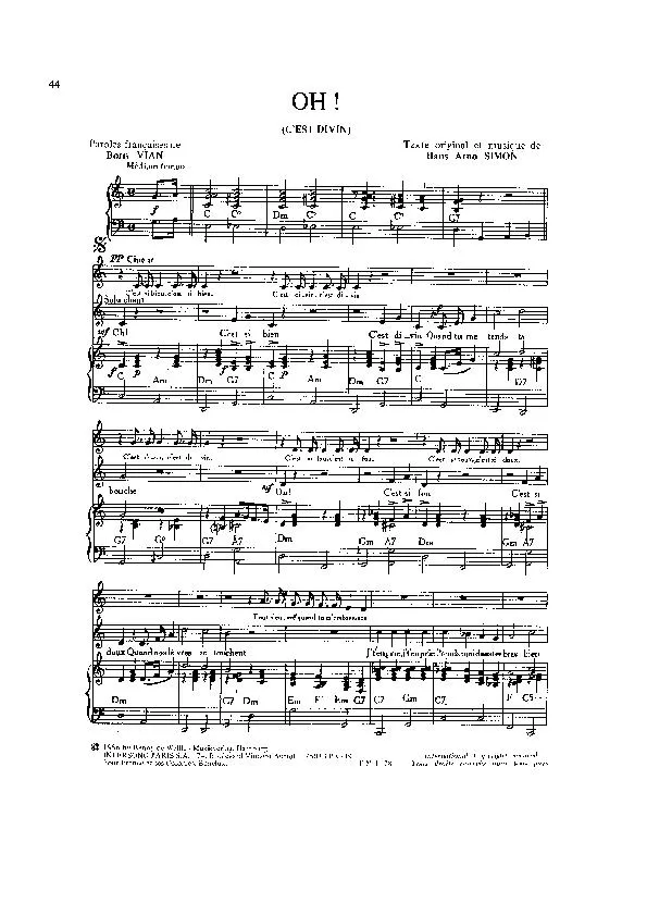 télécharger la partition d'accordéon Oh (C'est Divin) (Slow Fox) (Avec Chœur) au format PDF