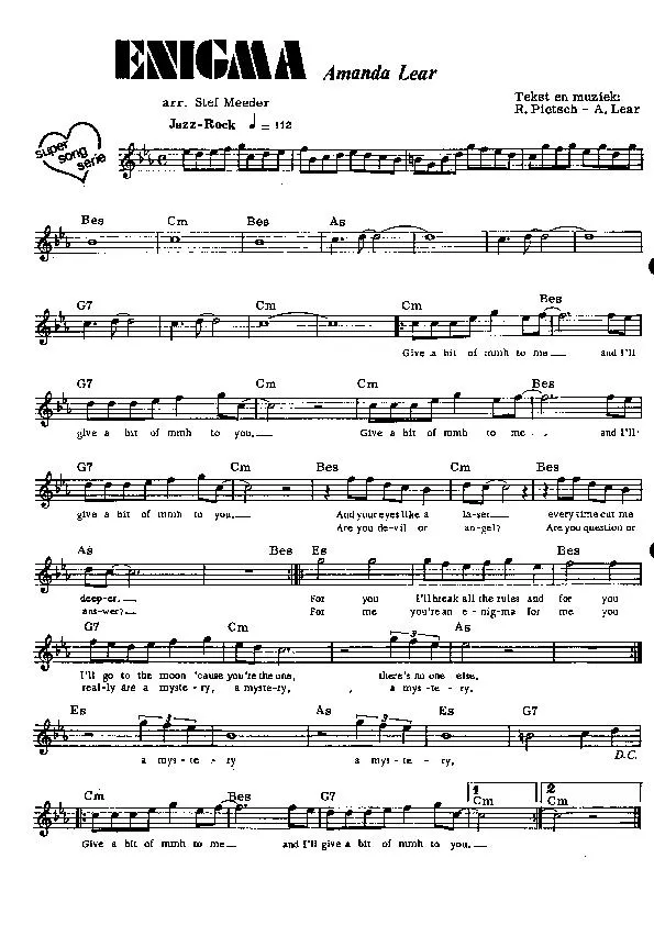 télécharger la partition d'accordéon Enigma (Arrangement : Stef Meeder) (Jazz Rock) au format PDF