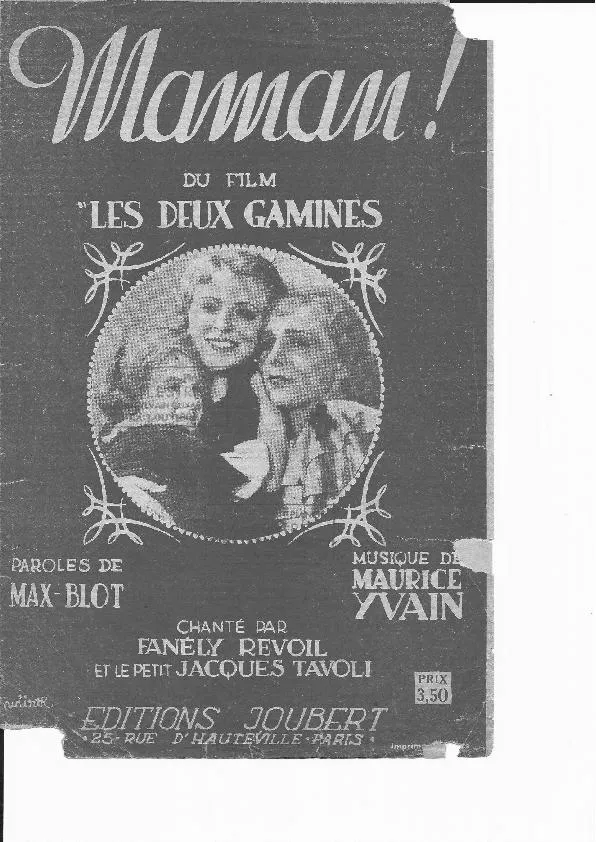 télécharger la partition d'accordéon Maman (Du Film : Les deux gamines) (Chanté par Fanély Revoil et le petit Jacques Tavoli) au format PDF