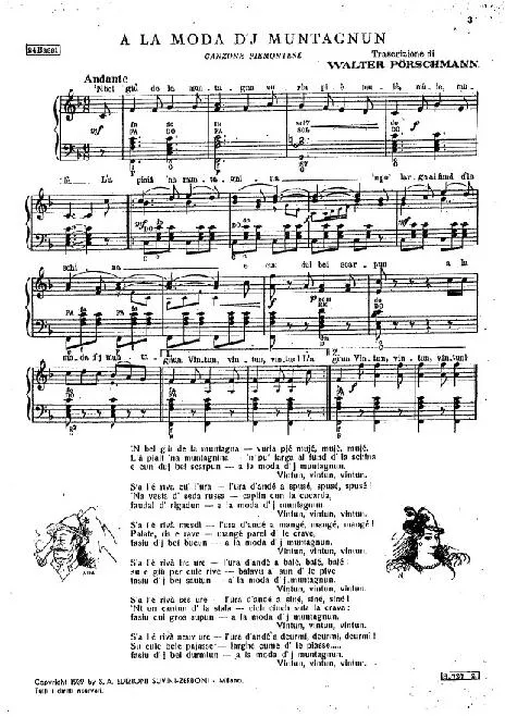 télécharger la partition d'accordéon A la moda d'j muntagnun (Chanson Pièmontaise) (Transcription) au format PDF