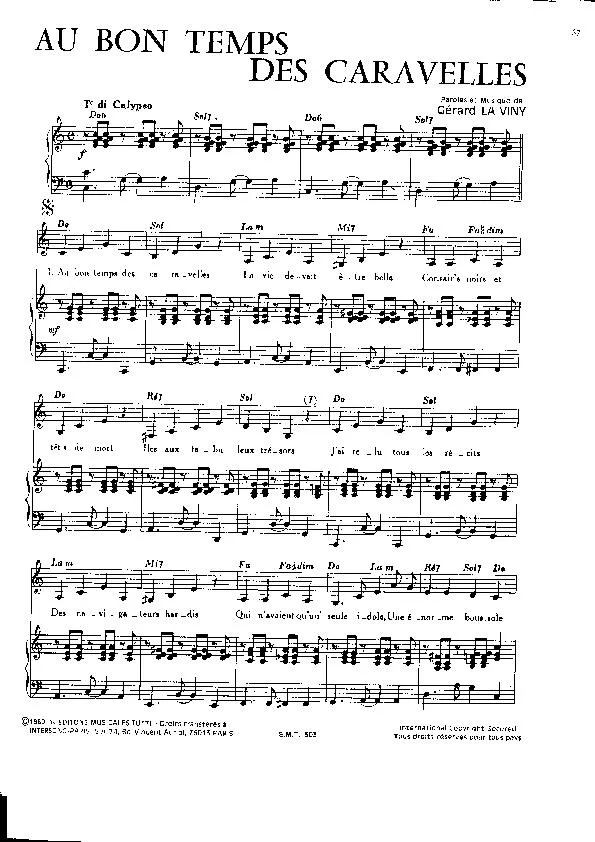 télécharger la partition d'accordéon Au bon temps des Caravelles (Calypso) au format PDF