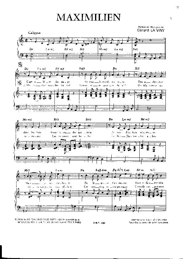 télécharger la partition d'accordéon Maximilien (Calypso) au format PDF