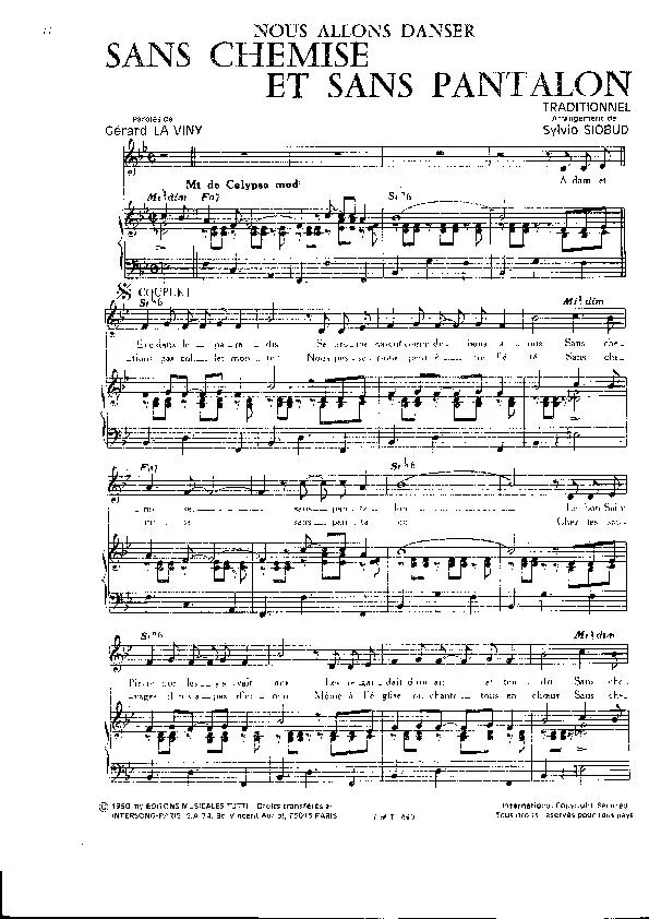 télécharger la partition d'accordéon Nous allons danser Sans chemise et sans pantalon (Arrangement : Sylvio Siobud et Gérard La Viny) (Calypso) au format PDF