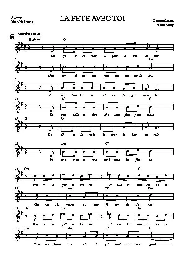 télécharger la partition d'accordéon La fête avec toi (Marche Disco) au format PDF
