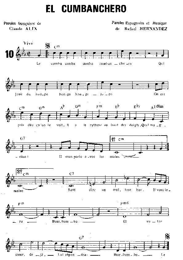 télécharger la partition d'accordéon El Cumbanchero (Rumba Guaracha) au format PDF