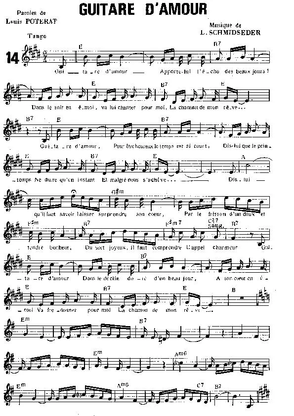 télécharger la partition d'accordéon Guitare d'amour (Interprète : Tino Rossi) (Tango) au format PDF