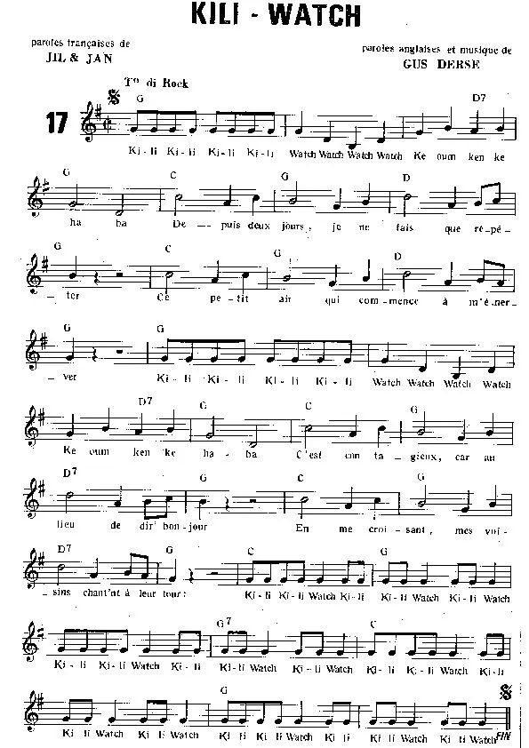 télécharger la partition d'accordéon Kili Watch (Rock and Roll) au format PDF