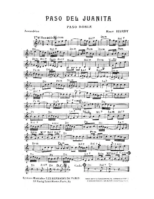 télécharger la partition d'accordéon Paso del Juanita (Paso Doble) au format PDF