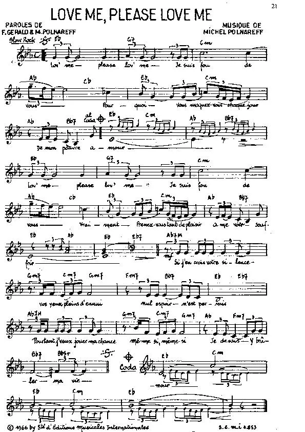 télécharger la partition d'accordéon Love me Please love me (Slow Rock) au format PDF