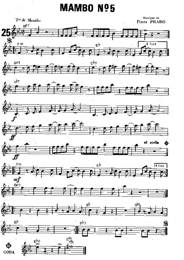 télécharger la partition d'accordéon Mambo n°5 au format PDF