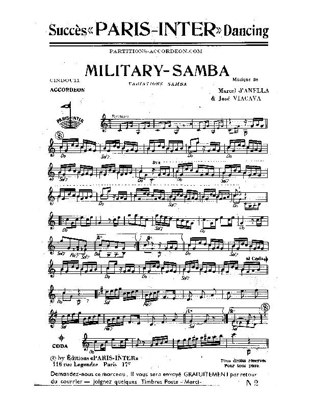 télécharger la partition d'accordéon Military Samba au format PDF