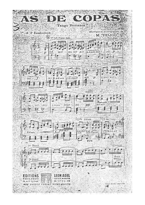 télécharger la partition d'accordéon As de Copas (Tango) au format PDF