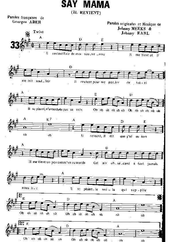 télécharger la partition d'accordéon Say Mama (Il revient) (Twist) au format PDF