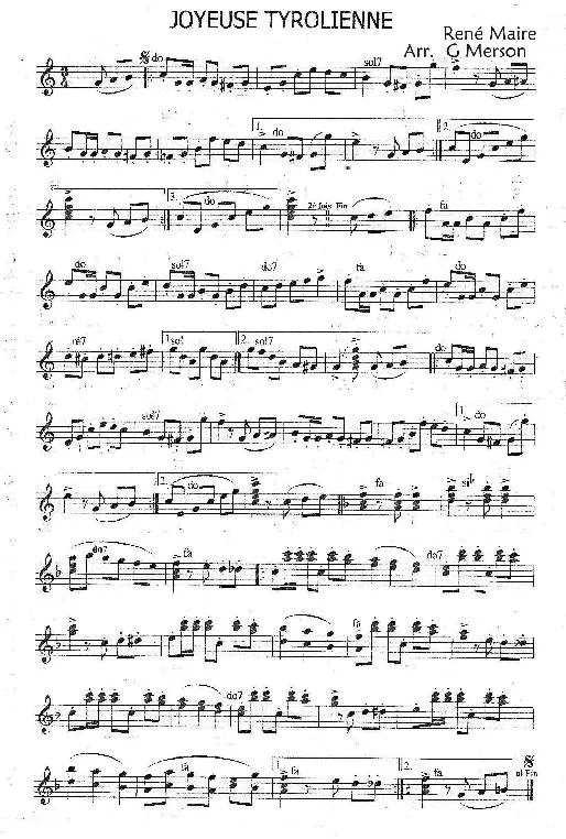 télécharger la partition d'accordéon Joyeuse Tyrolienne (Arrangement : Gérard Merson) (Valse) au format PDF