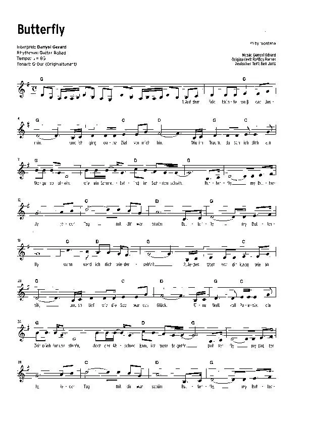 télécharger la partition d'accordéon Butterfly (Ballade) au format PDF