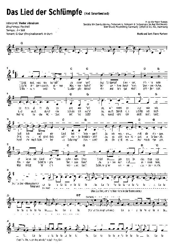 télécharger la partition d'accordéon Das Lied der Schlümpfe (Het Smurfenlied) (Interprète : Vader Abraham) (Fox Trot au format PDF