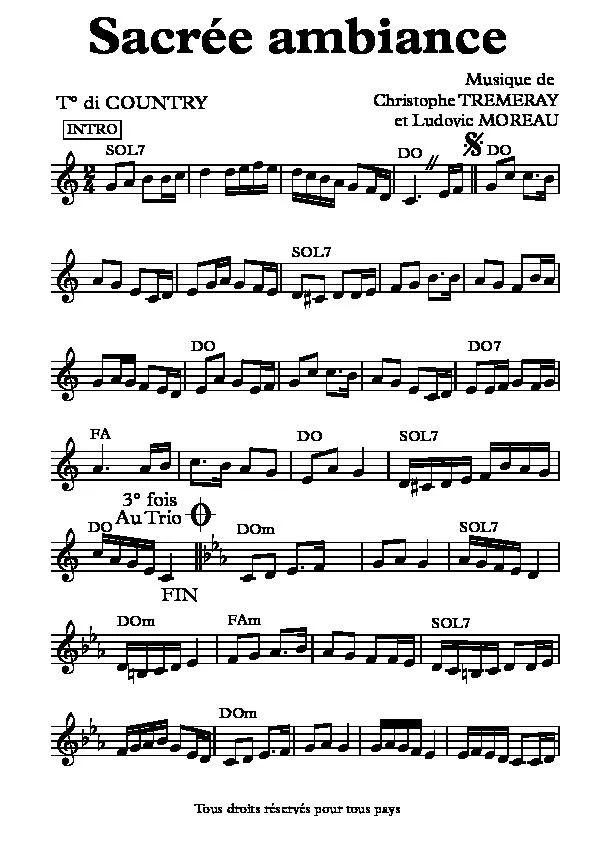 télécharger la partition d'accordéon Sacrée ambiance (Country) au format PDF