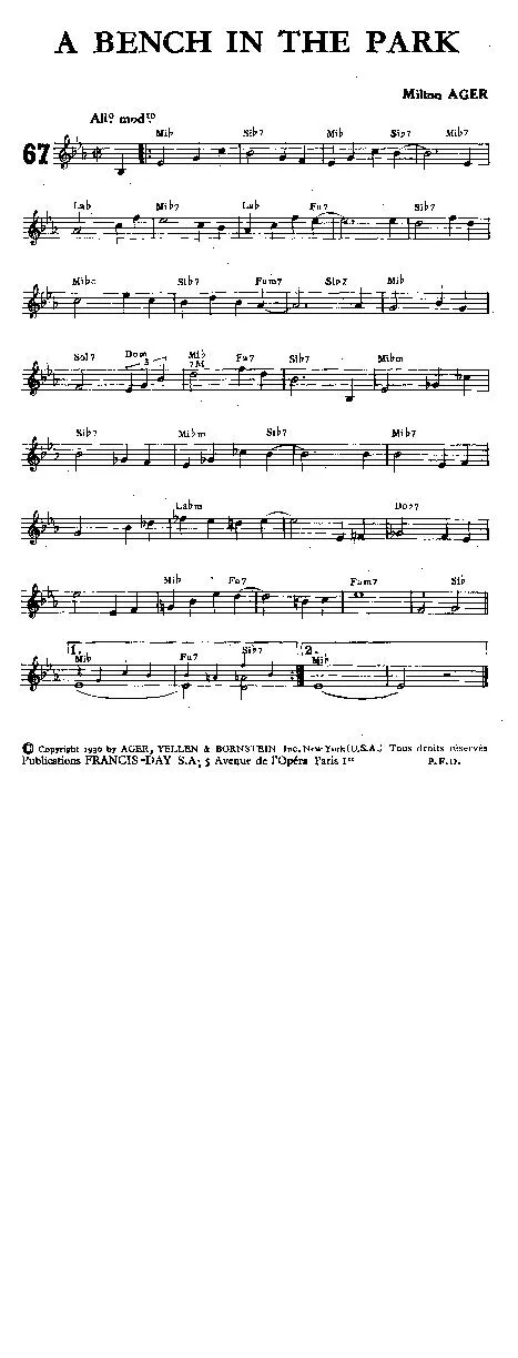 télécharger la partition d'accordéon A bench in the park (Interprètes : Paul Whiteman et son orchestre) (Fox Trot) au format PDF